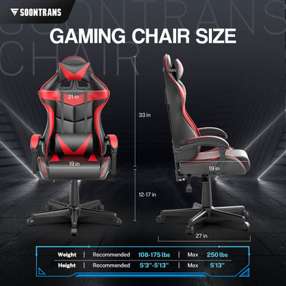 Sedia da gioco Captain Series Versione senza poggiapiedi Sedile da corsa ergonomico (Rosso)